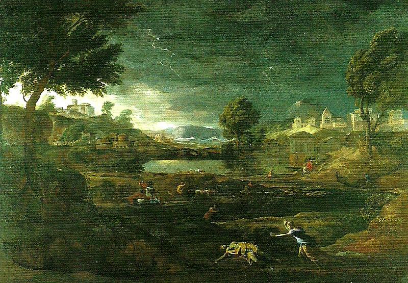 Nicolas Poussin landscape with pyramus and thisbe oil painting image